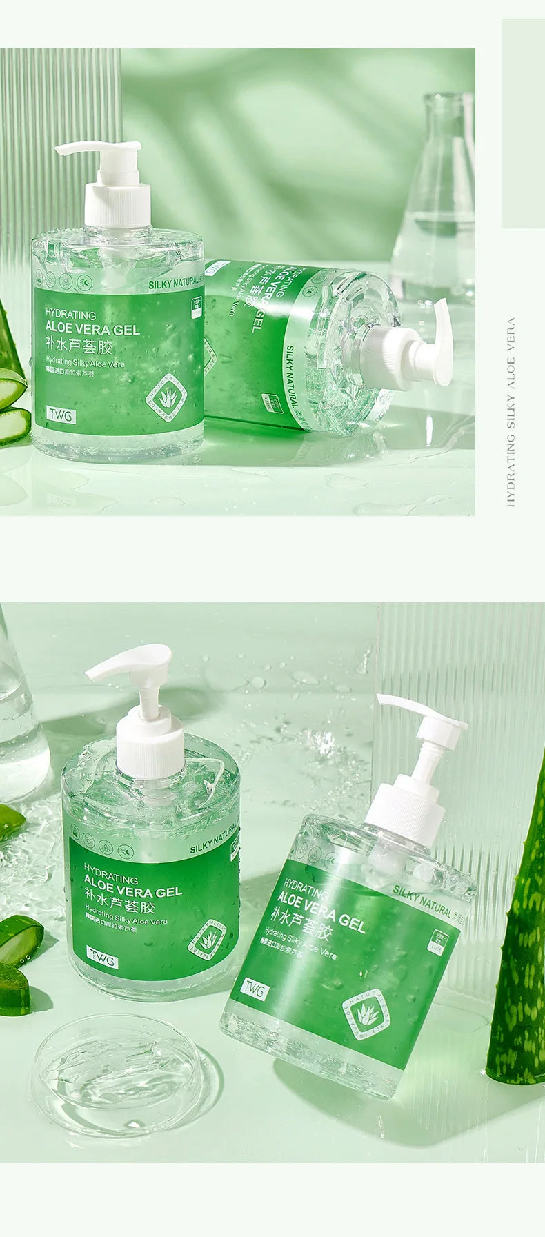 Gel de Aloe Vera 500g Botella Grande Gel de Aloe Hidratante Gran Capacidad Hidratante e Hidratante