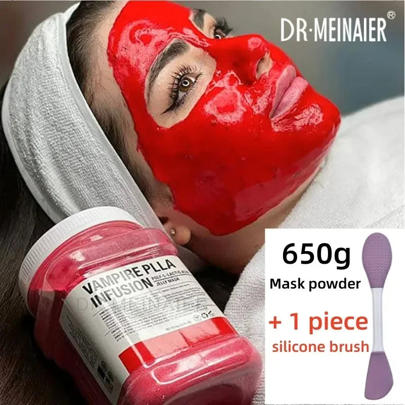 Mascarilla hidratante Facial de ácido hialurónico de manzanilla, 650g, en polvo con cepillo de silicona que aumenta la elasticidad de la piel, mascarilla de gelatina de rosas