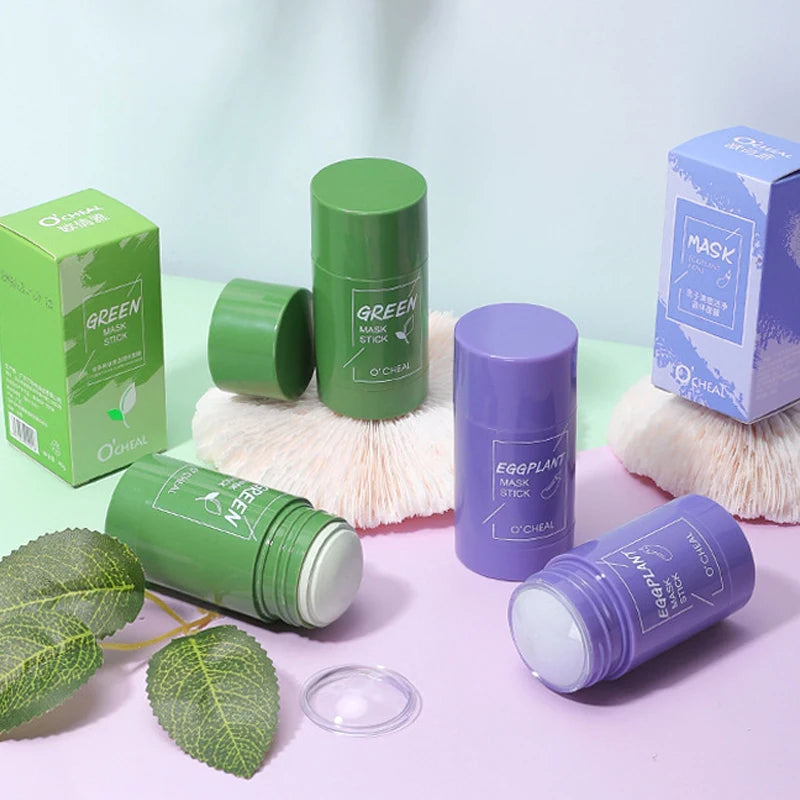 Mascarilla facial sólida en barra, té verde, miel, melocotón, limpieza de poros, hidratante, película de barro de berenjena de carbón largo