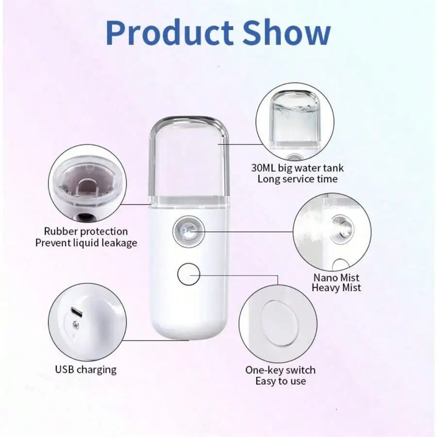 PULVERIZADOR de niebla Nano, humidificador de niebla portátil Facial, práctico pulverizador de agua hidratante, instrumento de belleza, pulverizador hidratante