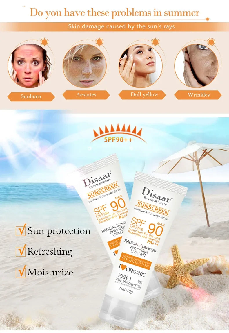 Protector Solar para el cuerpo y la cara, crema Solar, bloqueador Solar, Control de aceite, Protector corporal, loción protectora antisolar, cuidado de la piel, SPF90