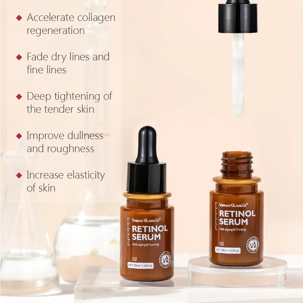 Crema Facial de Retinol + suero Facial + juego de suero para ojos eliminador de arrugas antienvejecimiento reafirmante hidratante blanqueamiento de la piel Kits de cuidado Facial