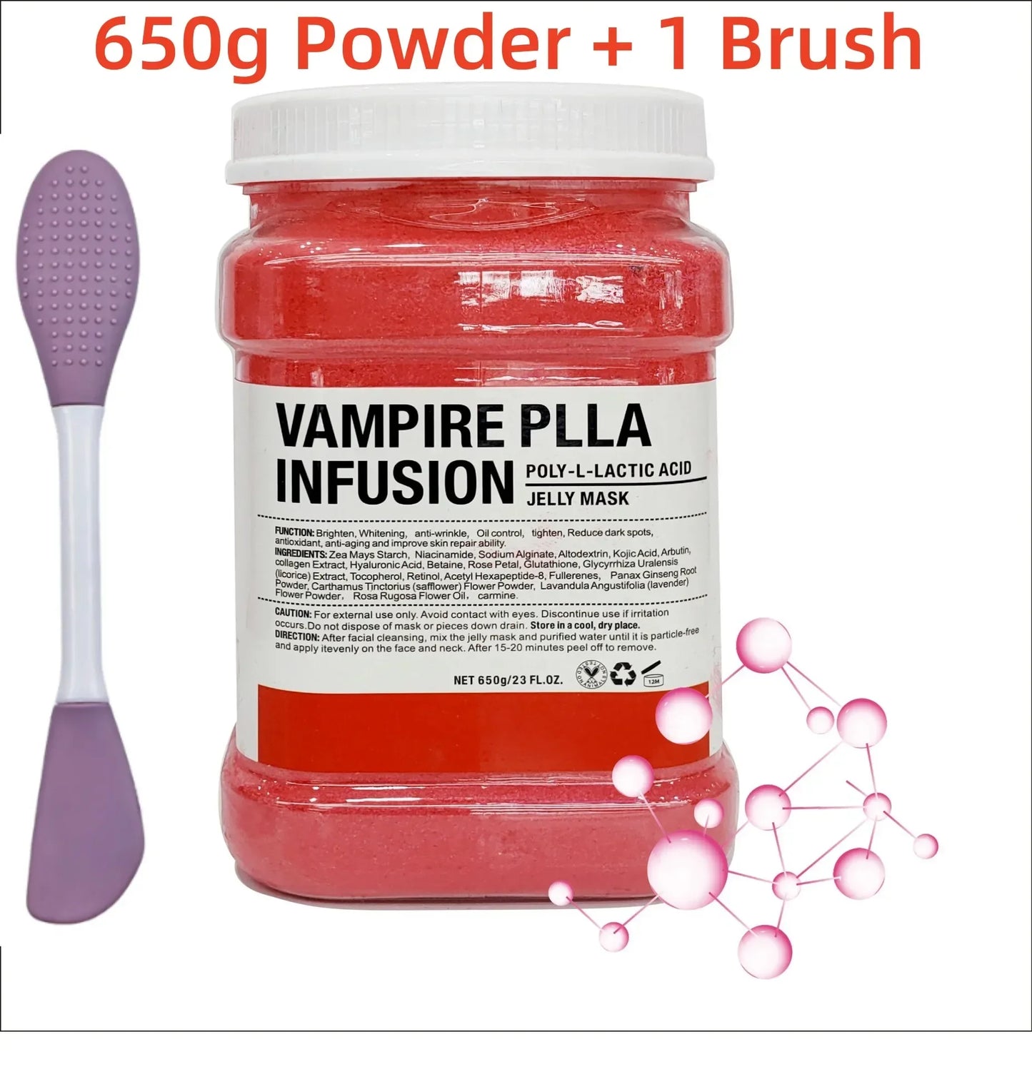 Mascarilla hidratante Facial de ácido hialurónico de manzanilla, 650g, en polvo con cepillo de silicona que aumenta la elasticidad de la piel, mascarilla de gelatina de rosas