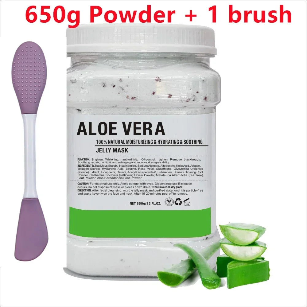 Mascarilla hidratante Facial de ácido hialurónico de manzanilla, 650g, en polvo con cepillo de silicona que aumenta la elasticidad de la piel, mascarilla de gelatina de rosas