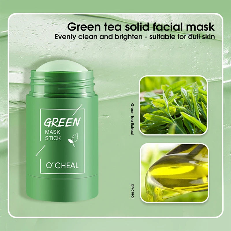 Mascarilla facial sólida en barra, té verde, miel, melocotón, limpieza de poros, hidratante, película de barro de berenjena de carbón largo