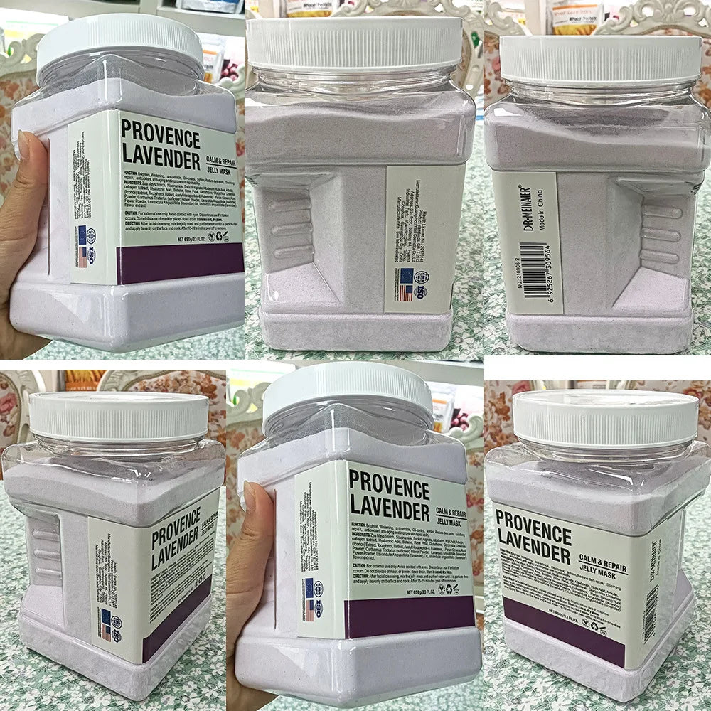 Mascarilla hidratante Facial de ácido hialurónico de manzanilla, 650g, en polvo con cepillo de silicona que aumenta la elasticidad de la piel, mascarilla de gelatina de rosas