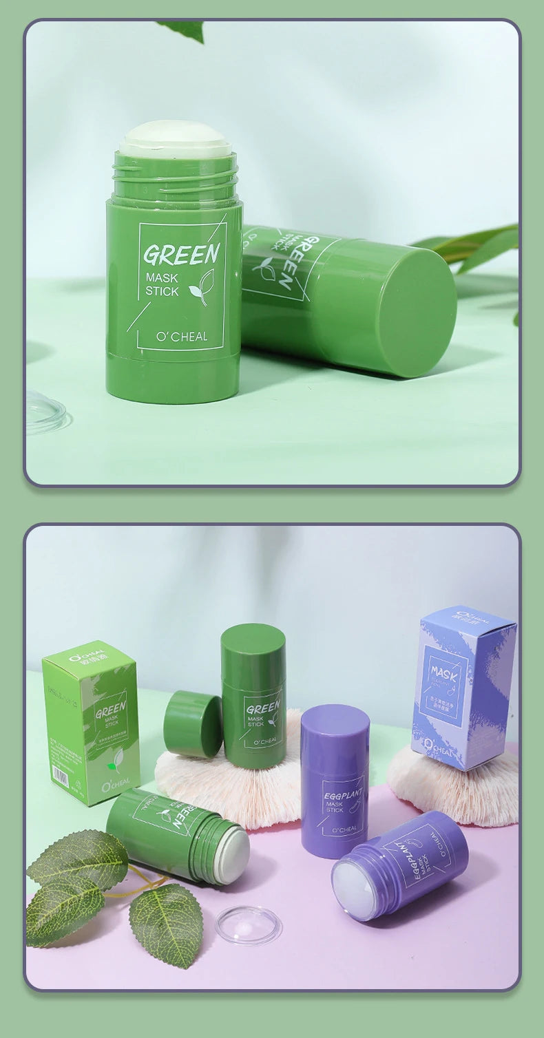 Mascarilla facial sólida en barra, té verde, miel, melocotón, limpieza de poros, hidratante, película de barro de berenjena de carbón largo