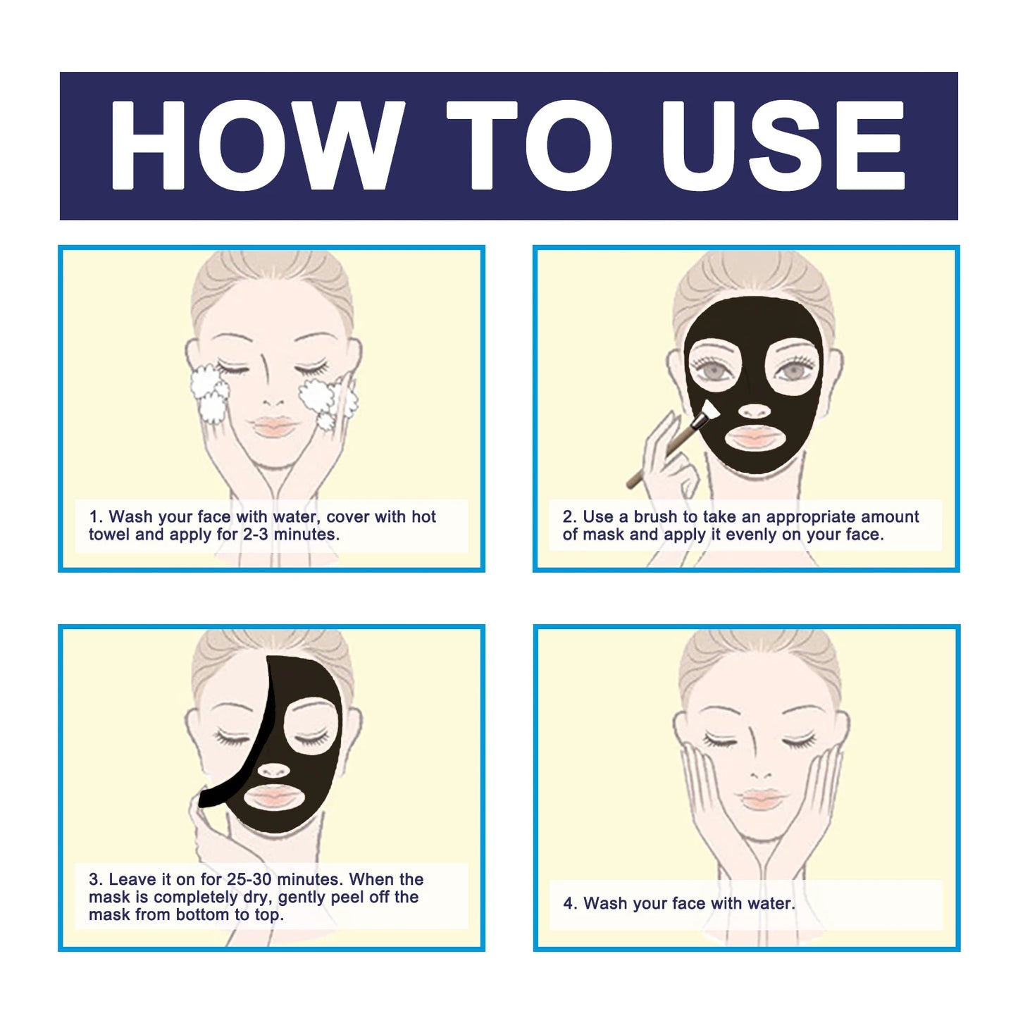 Mascarilla de limpieza Facial con carbón vegetal, limpiador de poros, eliminador de espinillas, hidratante, brillo, cuidado de la piel Facial, 100g