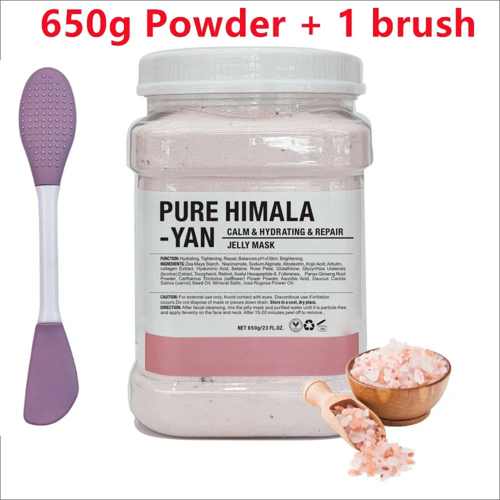 Mascarilla hidratante Facial de ácido hialurónico de manzanilla, 650g, en polvo con cepillo de silicona que aumenta la elasticidad de la piel, mascarilla de gelatina de rosas