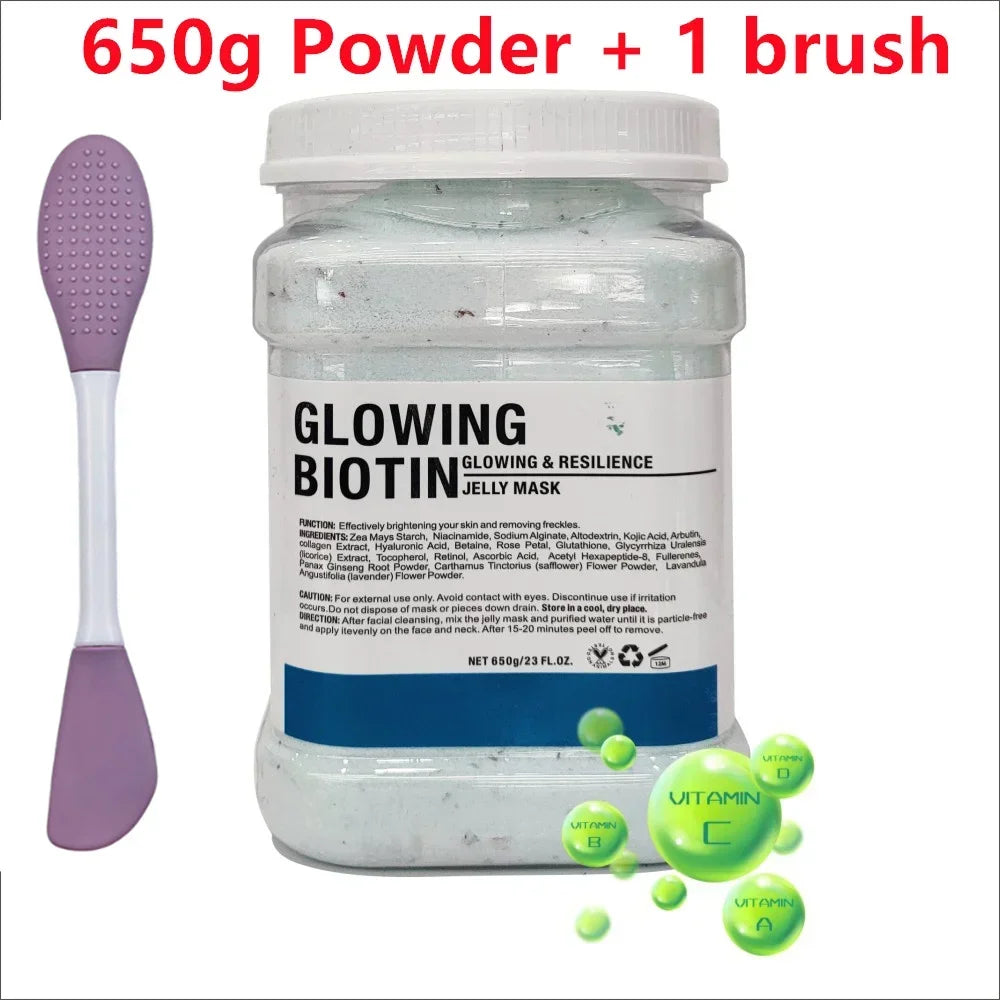 Mascarilla hidratante Facial de ácido hialurónico de manzanilla, 650g, en polvo con cepillo de silicona que aumenta la elasticidad de la piel, mascarilla de gelatina de rosas