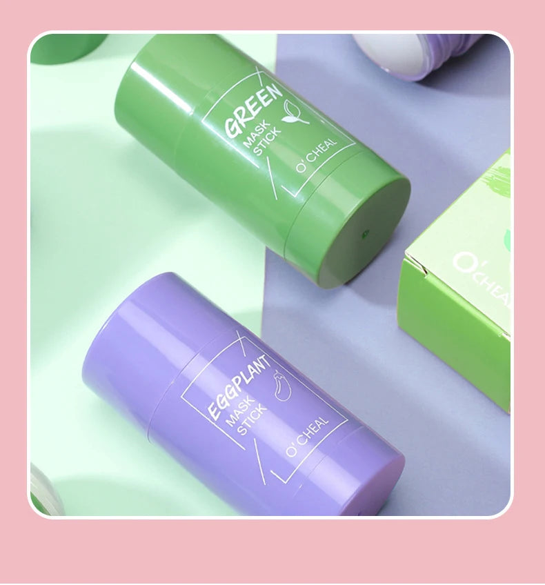 Mascarilla facial sólida en barra, té verde, miel, melocotón, limpieza de poros, hidratante, película de barro de berenjena de carbón largo