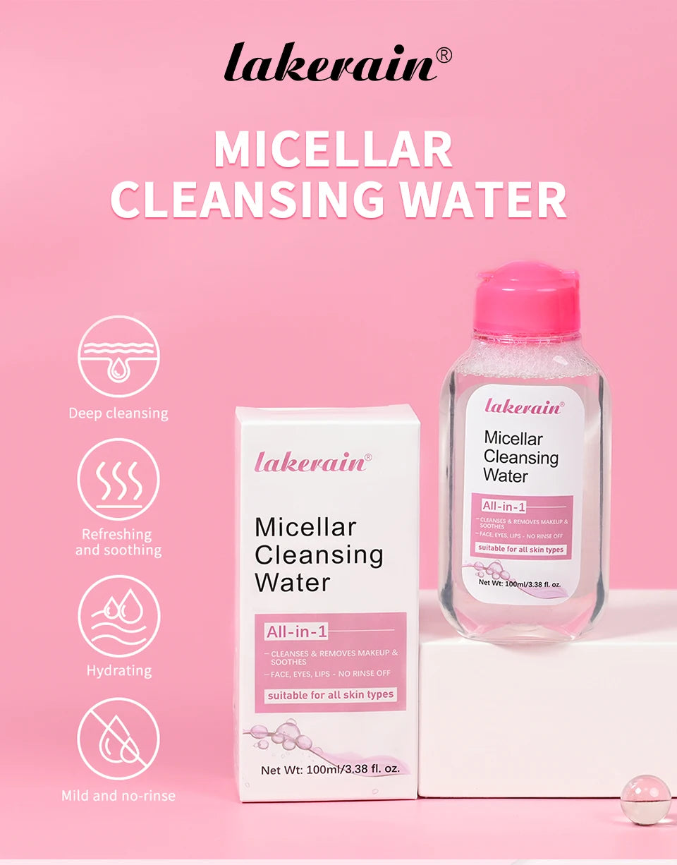 Limpiador micelar suave, removedor de maquillaje suave con agua, limpiador todo en 1, frotamiento, no estimulante, Cosméticos Coreanos