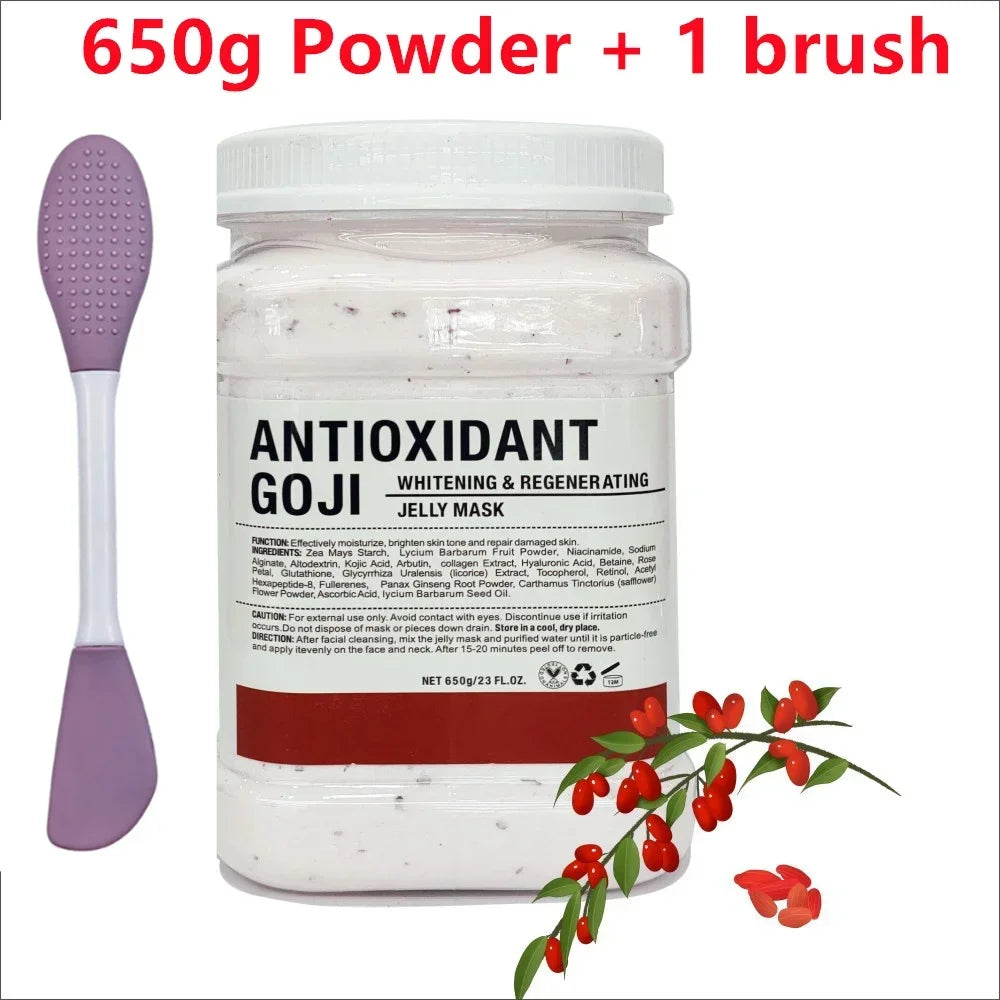 Mascarilla hidratante Facial de ácido hialurónico de manzanilla, 650g, en polvo con cepillo de silicona que aumenta la elasticidad de la piel, mascarilla de gelatina de rosas