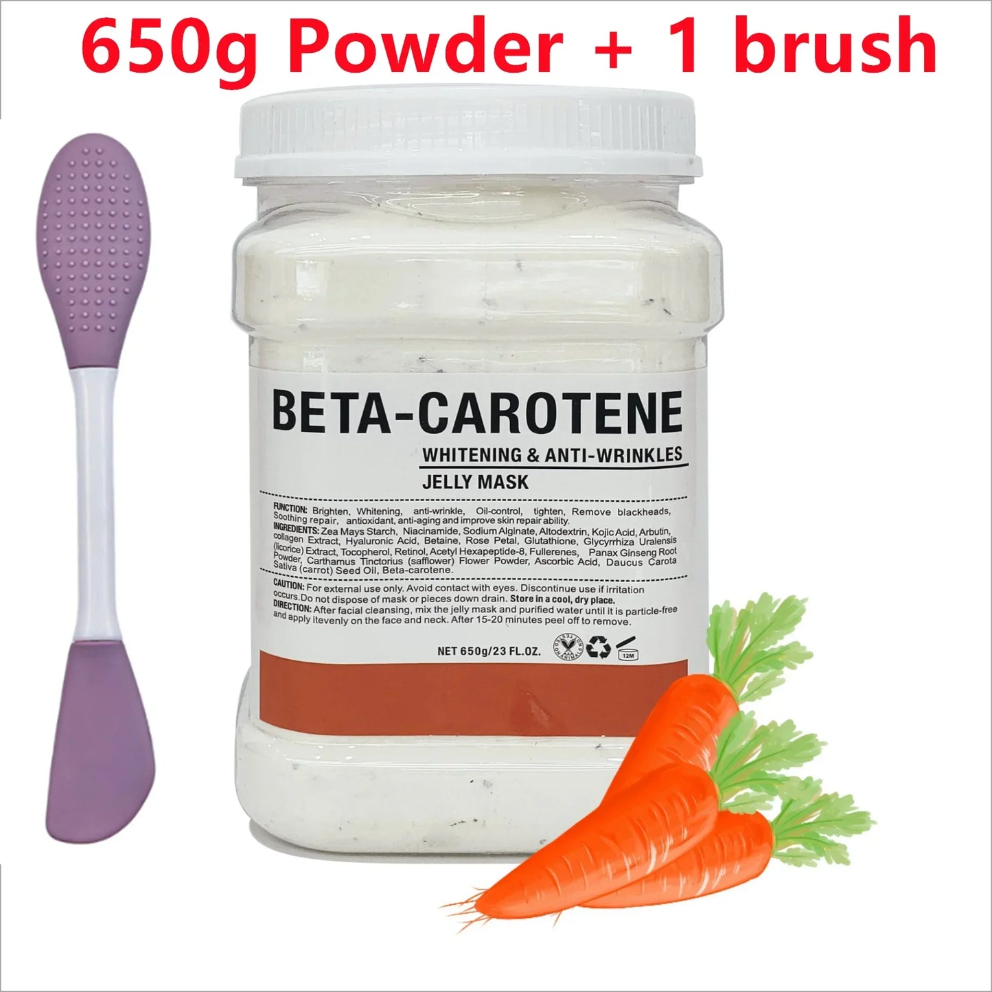 Mascarilla hidratante Facial de ácido hialurónico de manzanilla, 650g, en polvo con cepillo de silicona que aumenta la elasticidad de la piel, mascarilla de gelatina de rosas