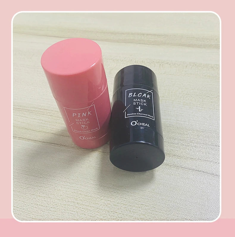 Mascarilla facial sólida en barra, té verde, miel, melocotón, limpieza de poros, hidratante, película de barro de berenjena de carbón largo