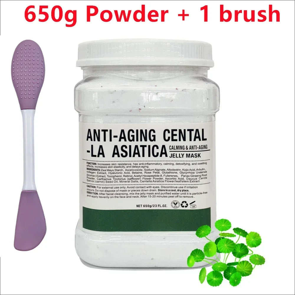 Mascarilla hidratante Facial de ácido hialurónico de manzanilla, 650g, en polvo con cepillo de silicona que aumenta la elasticidad de la piel, mascarilla de gelatina de rosas