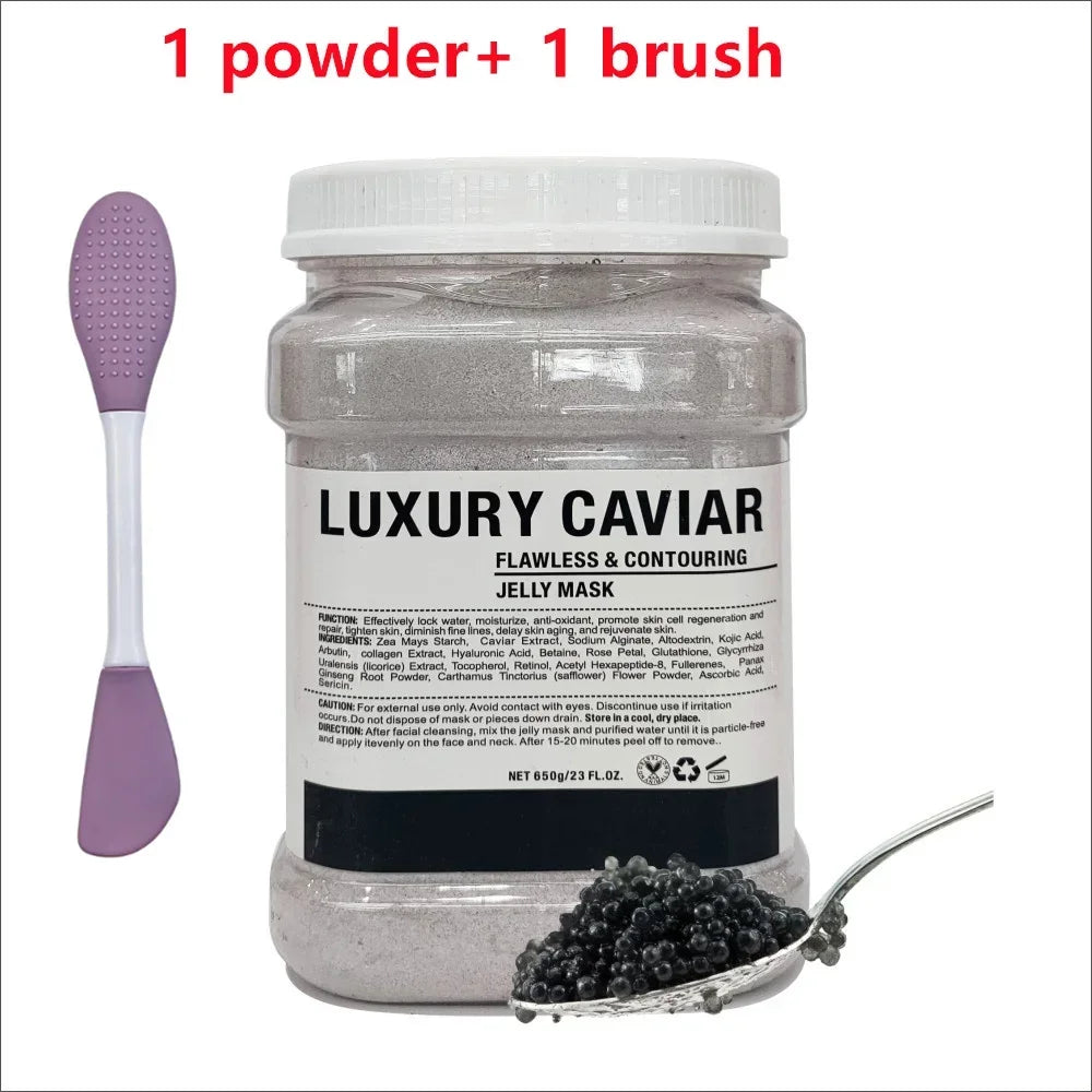 Mascarilla hidratante Facial de ácido hialurónico de manzanilla, 650g, en polvo con cepillo de silicona que aumenta la elasticidad de la piel, mascarilla de gelatina de rosas