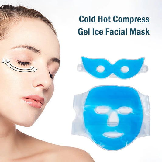 Mascarilla Facial de hielo de Gel de compresión caliente y fría, Reduce la hinchazón de los ojos, alivio de la fatiga, mascarilla de relajación para dormir, viaje terapéutico, 1 ud.