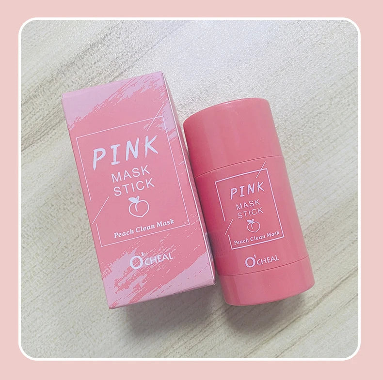 Mascarilla facial sólida en barra, té verde, miel, melocotón, limpieza de poros, hidratante, película de barro de berenjena de carbón largo