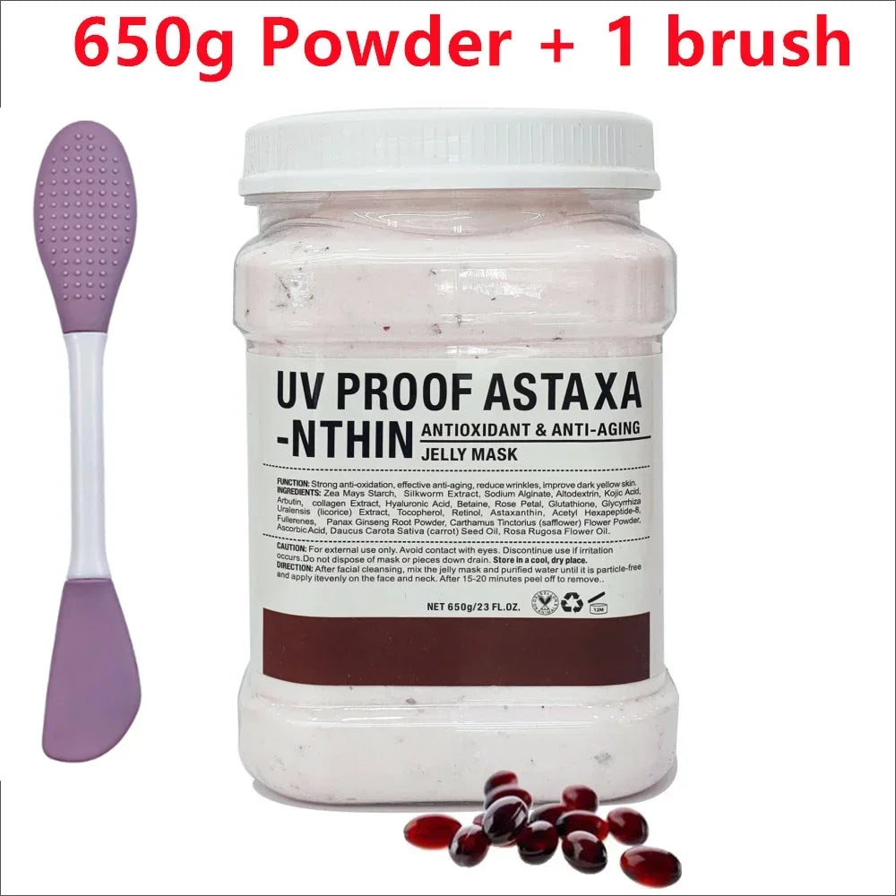 Mascarilla hidratante Facial de ácido hialurónico de manzanilla, 650g, en polvo con cepillo de silicona que aumenta la elasticidad de la piel, mascarilla de gelatina de rosas