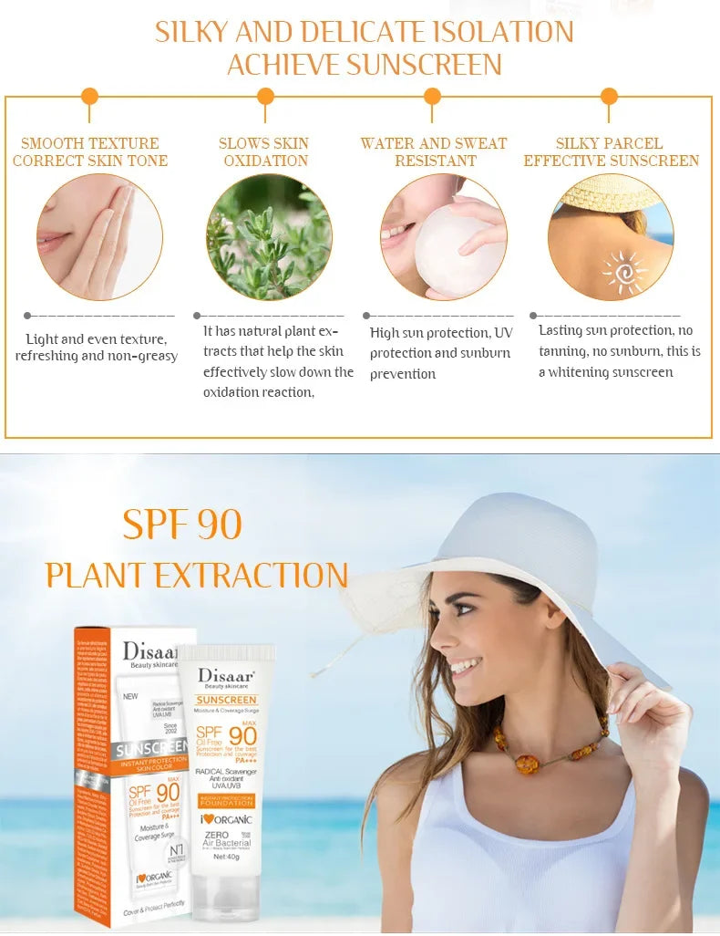 Protector Solar para el cuerpo y la cara, crema Solar, bloqueador Solar, Control de aceite, Protector corporal, loción protectora antisolar, cuidado de la piel, SPF90