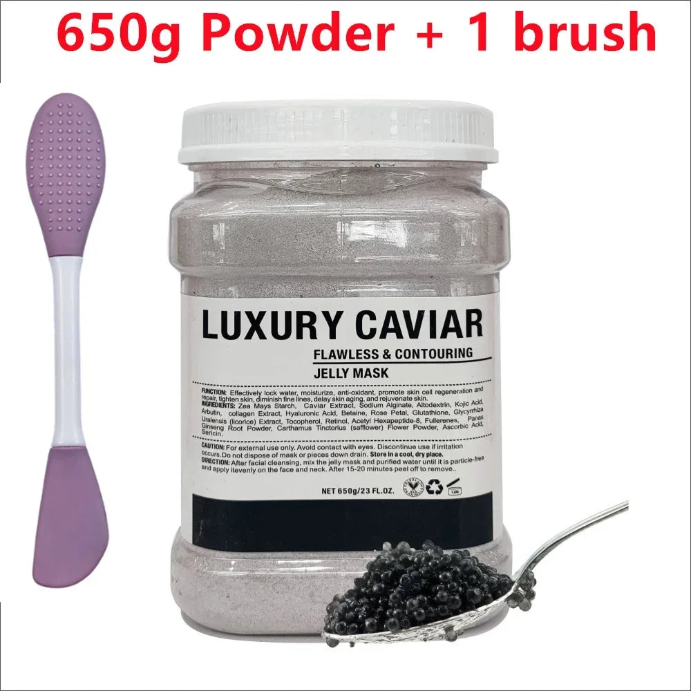 Mascarilla hidratante Facial de ácido hialurónico de manzanilla, 650g, en polvo con cepillo de silicona que aumenta la elasticidad de la piel, mascarilla de gelatina de rosas