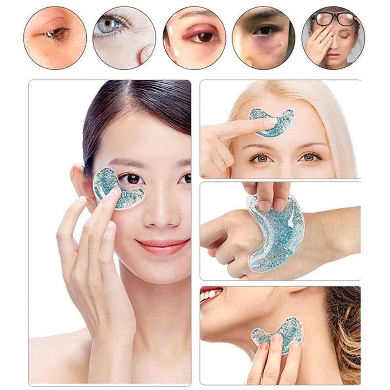 Parche de Gel para bolsa de ojos, paquete de hielo de Gel reutilizable, parches para ojos fríos y calientes, parches calefactores enfriadores de ojos de Gel reutilizables para aliviar la hinchazón